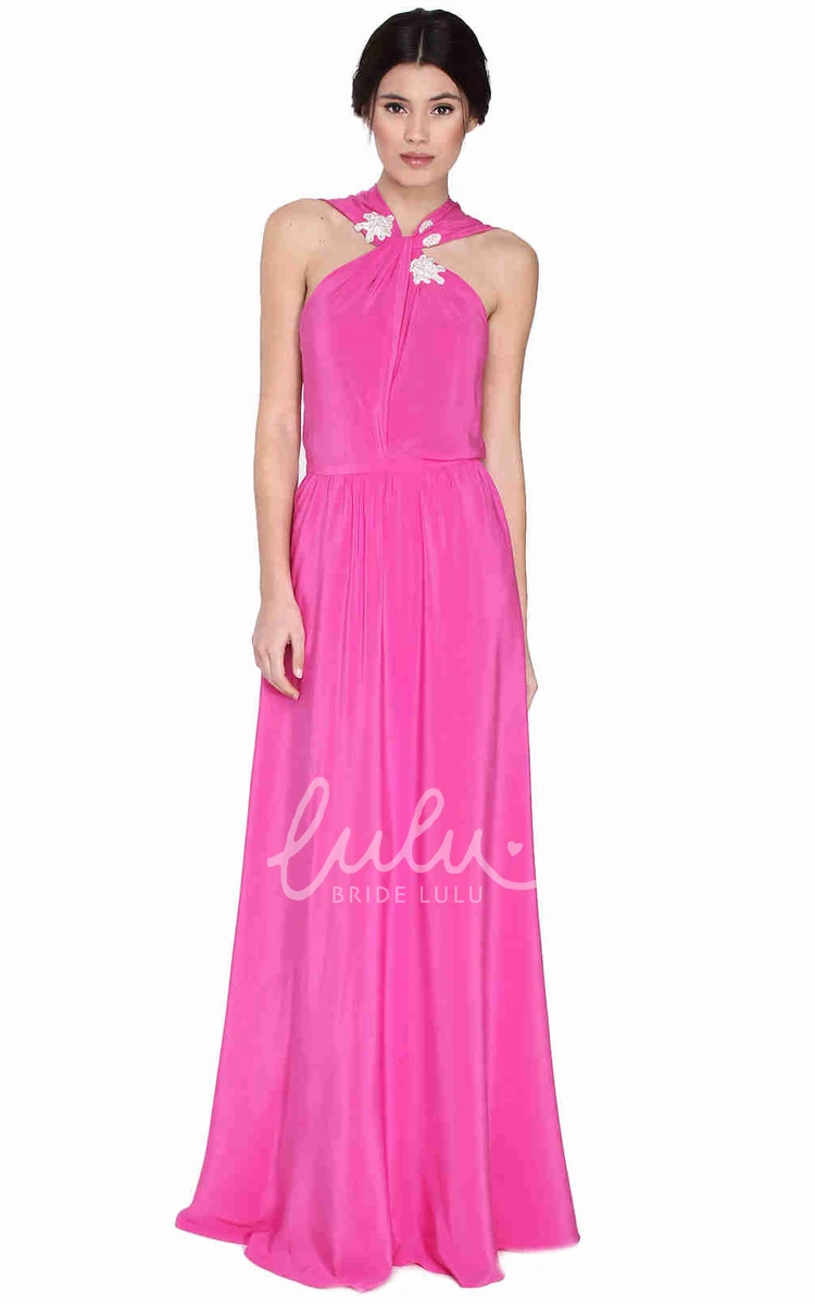 Beaded Sheath Bridesmaid Dress Floor-Length Sleeveless