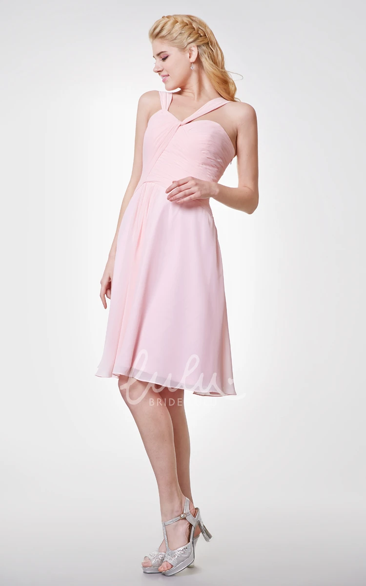 Knee Length Cute Chiffon Dress with Square Back