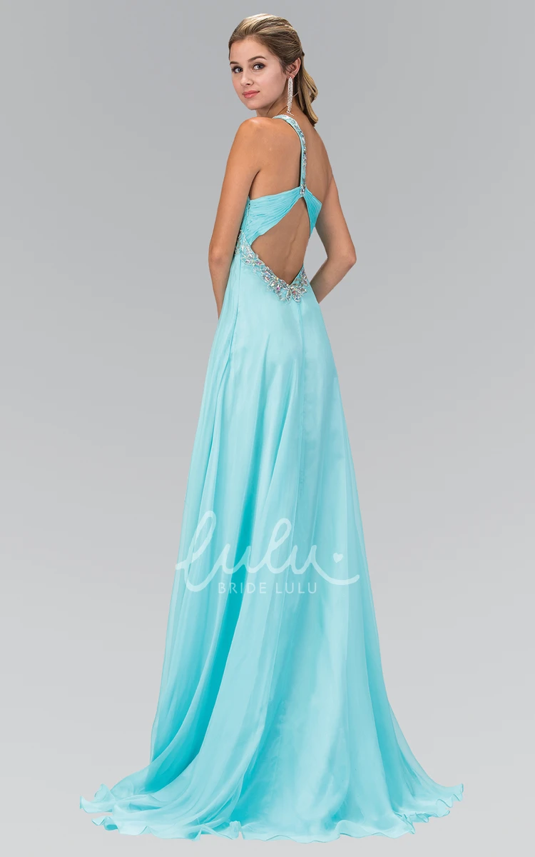 Chiffon A-Line Bridesmaid Dress with One-Shoulder and Waist Jewelry