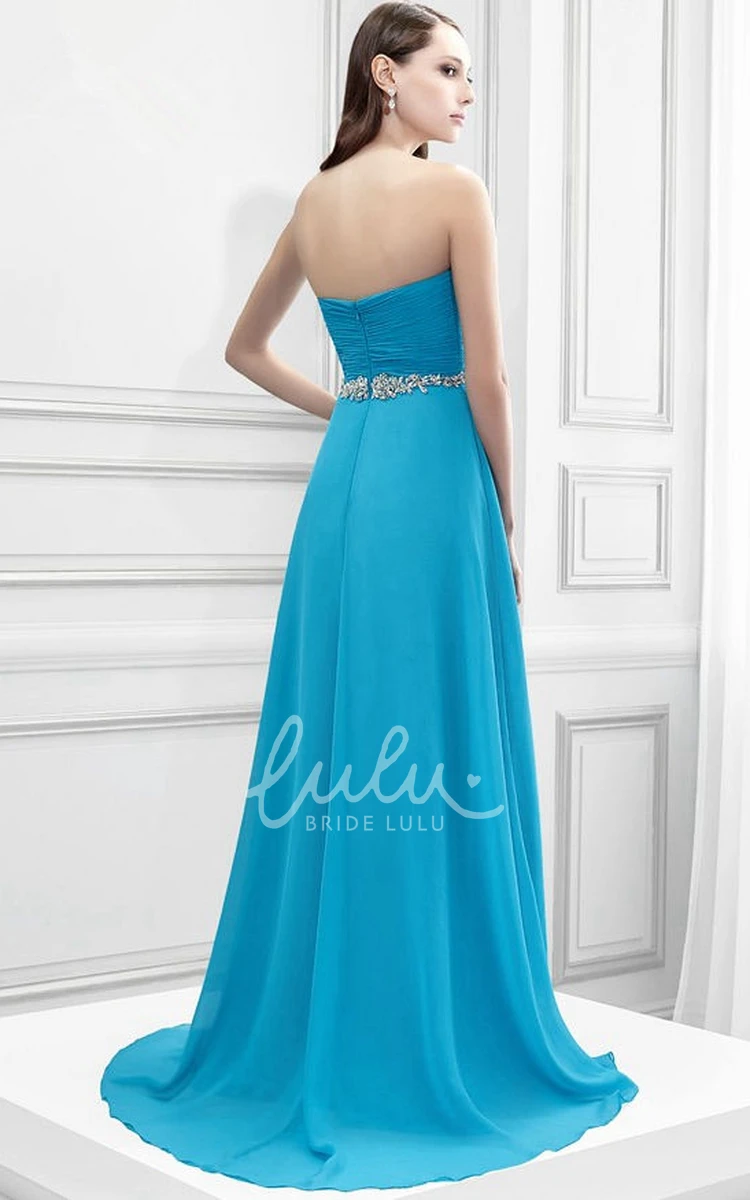 Sleeveless Sweetheart Criss-Cross Chiffon Prom Dress Flowy Prom Dress