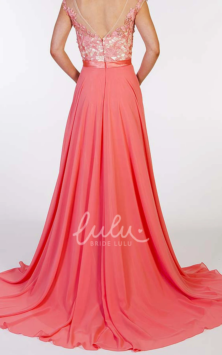 A-Line Chiffon Floor-Length Prom Dress with Appliques and Pleats Elegant 2024 Women's Dress