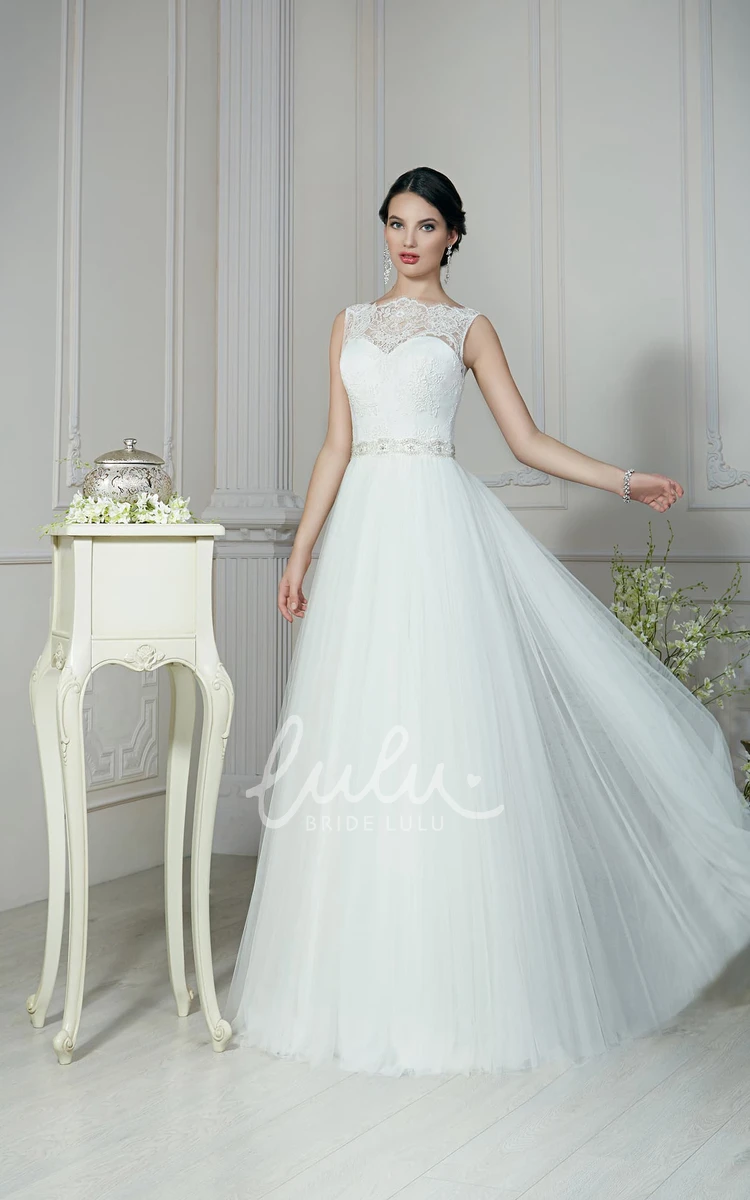 Beaded Tulle A-Line Wedding Dress with Keyhole Neckline