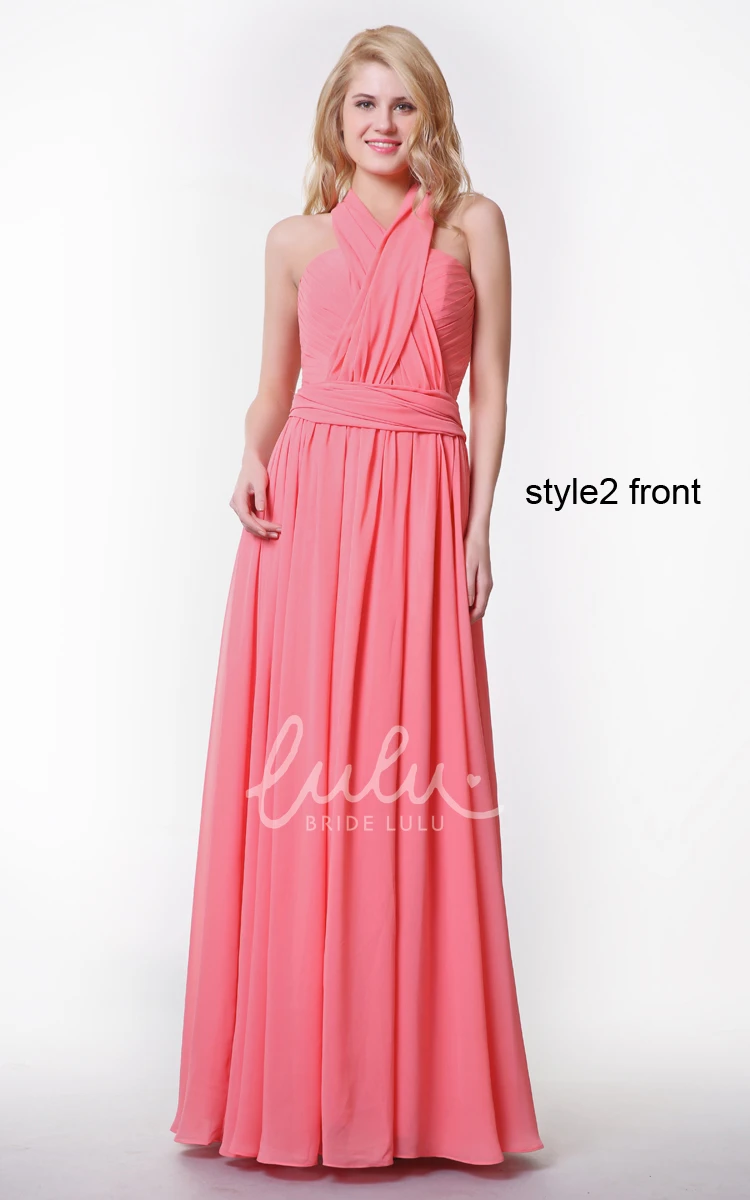 Convertible Strap Sweetheart Chiffon A-line Dress for Bridesmaids