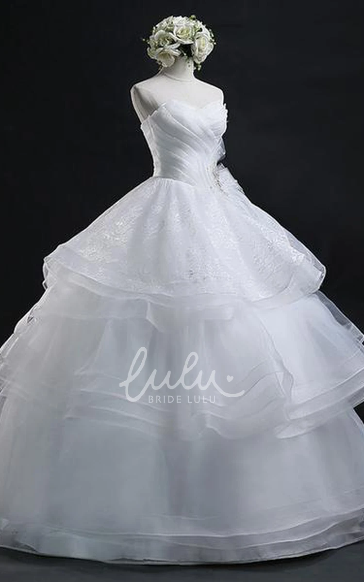 Sweetheart Ball Gown Organza Wedding Dress with Lace-up Corset Back