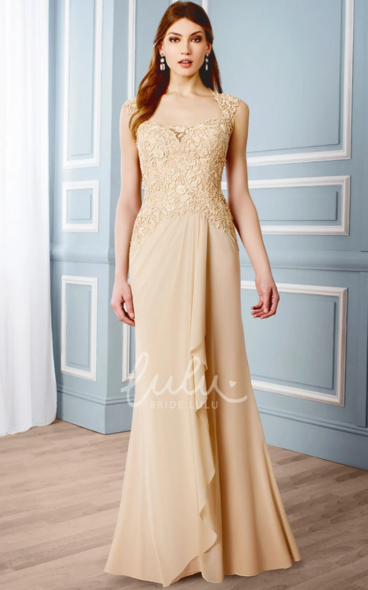 Queen Anne Sleeveless Chiffon Formal Dress with Draped Bodice