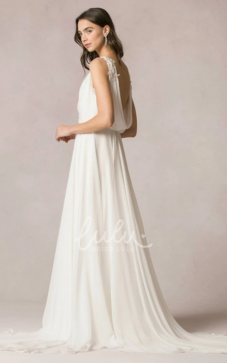 Sleeveless V-Neck Chiffon Wedding Dress Floor-Length Elegance