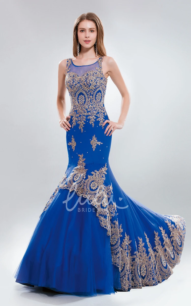 Bateau Sleeveless Mermaid Maxi Dress with Corset Back for Prom