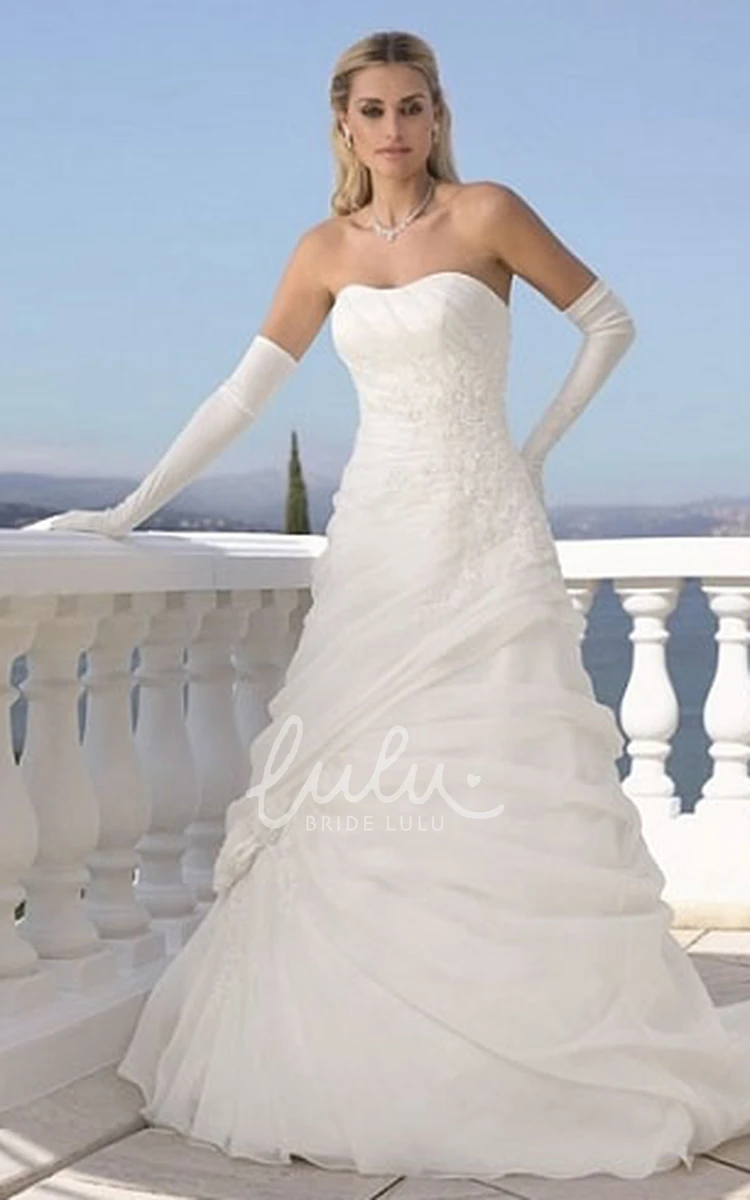 Organza A-Line Strapless Wedding Dress with Draping