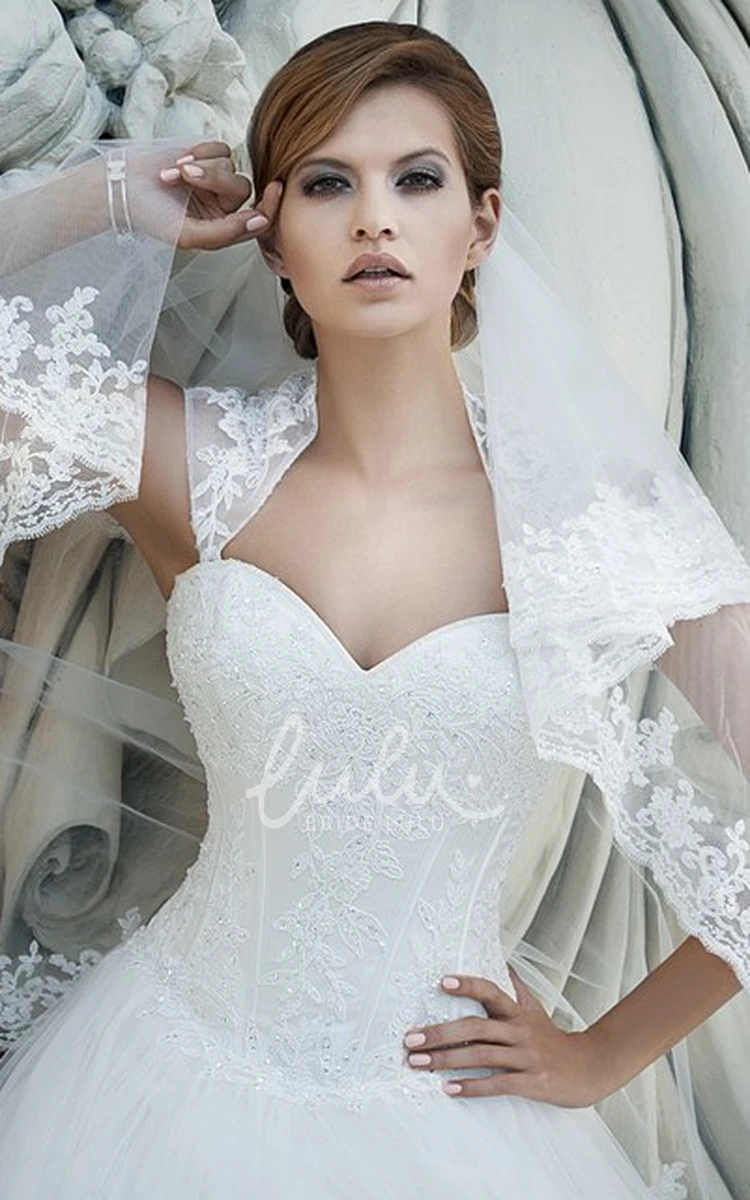 Queen-Anne Lace A-Line Wedding Dress with Applique