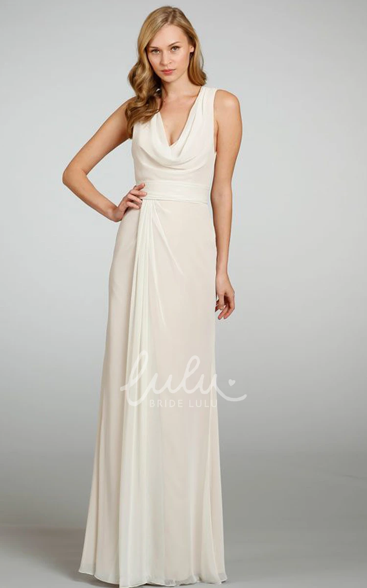Ruched Chiffon Bridesmaid Dress with Cowl Neck Classy and Simple