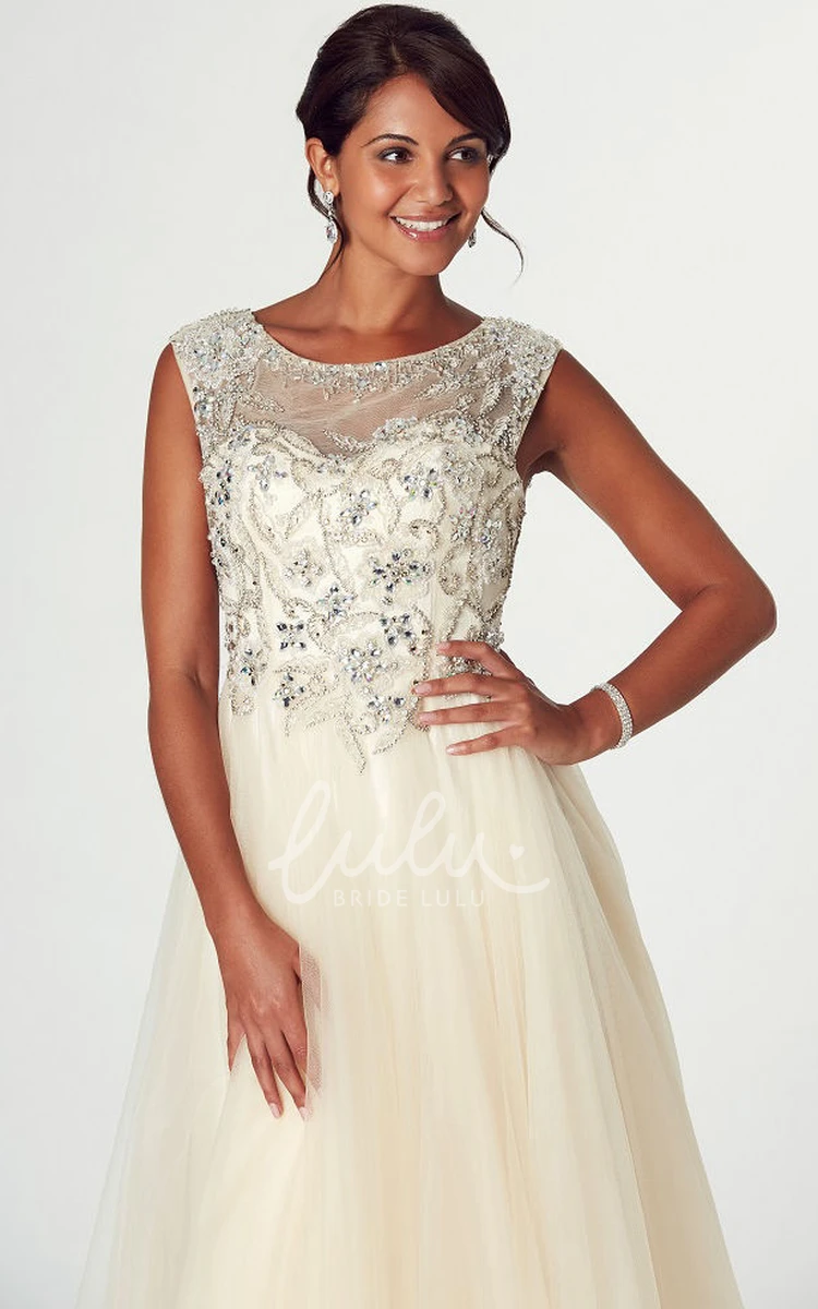 Sleeveless Tulle A-Line Prom Dress Scoop Neck Unique