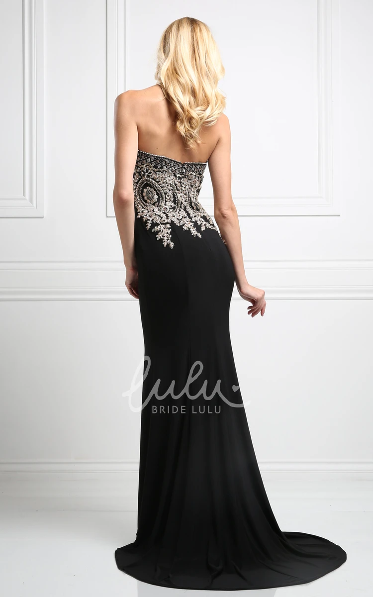 Strapless Sheath Jersey Dress with Beading and Zipper for Prom