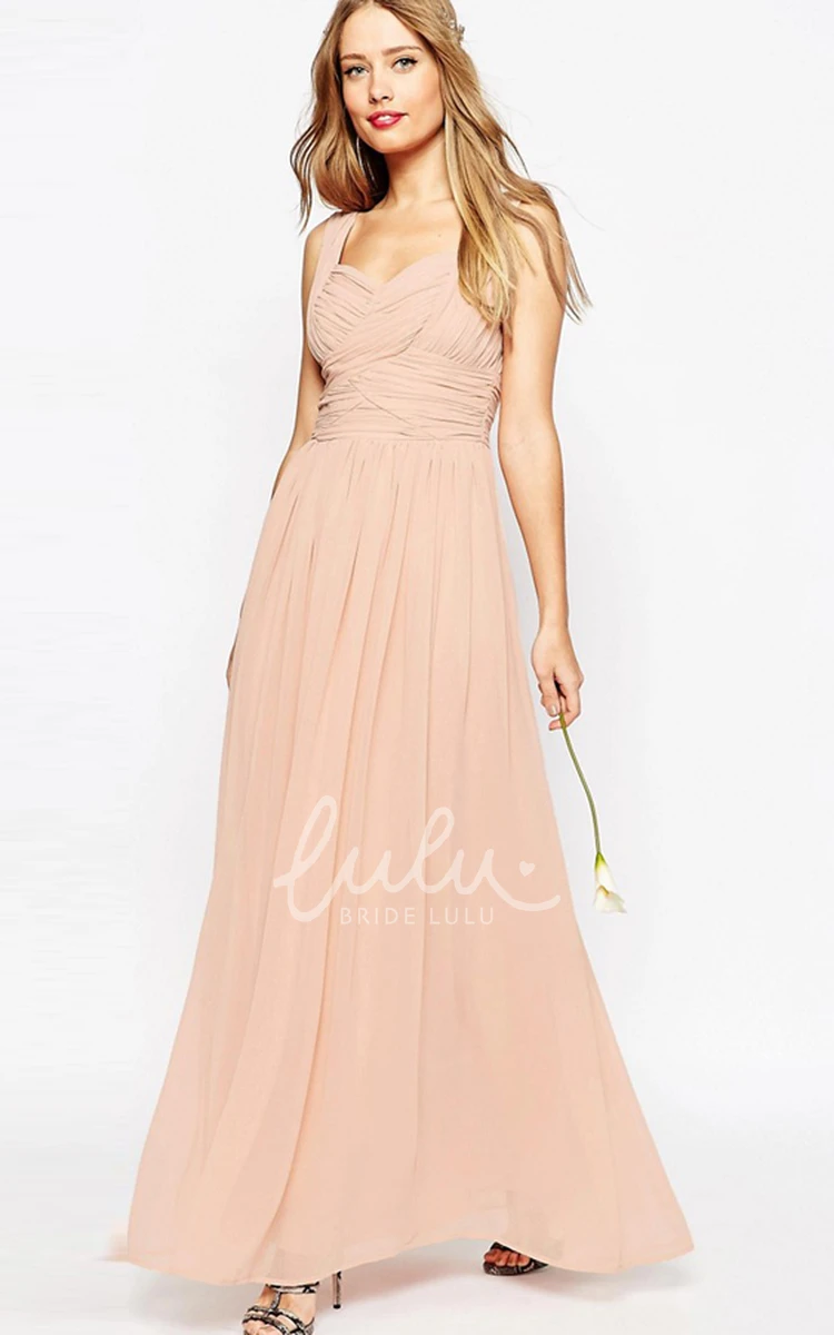 Criss-Cross Strapped Chiffon Bridesmaid Dress Sleeveless