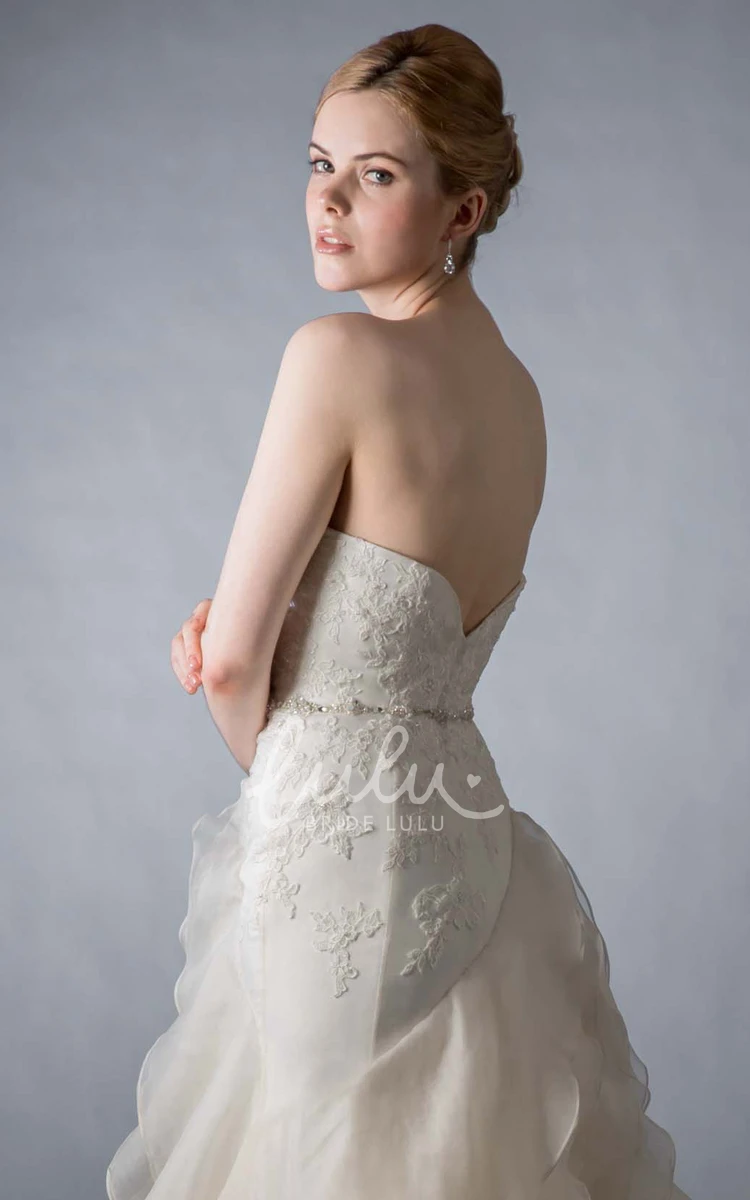 A-Line Organza Wedding Dress with Sweetheart Neckline and Cascading Ruffles Beautiful Bridal Gown