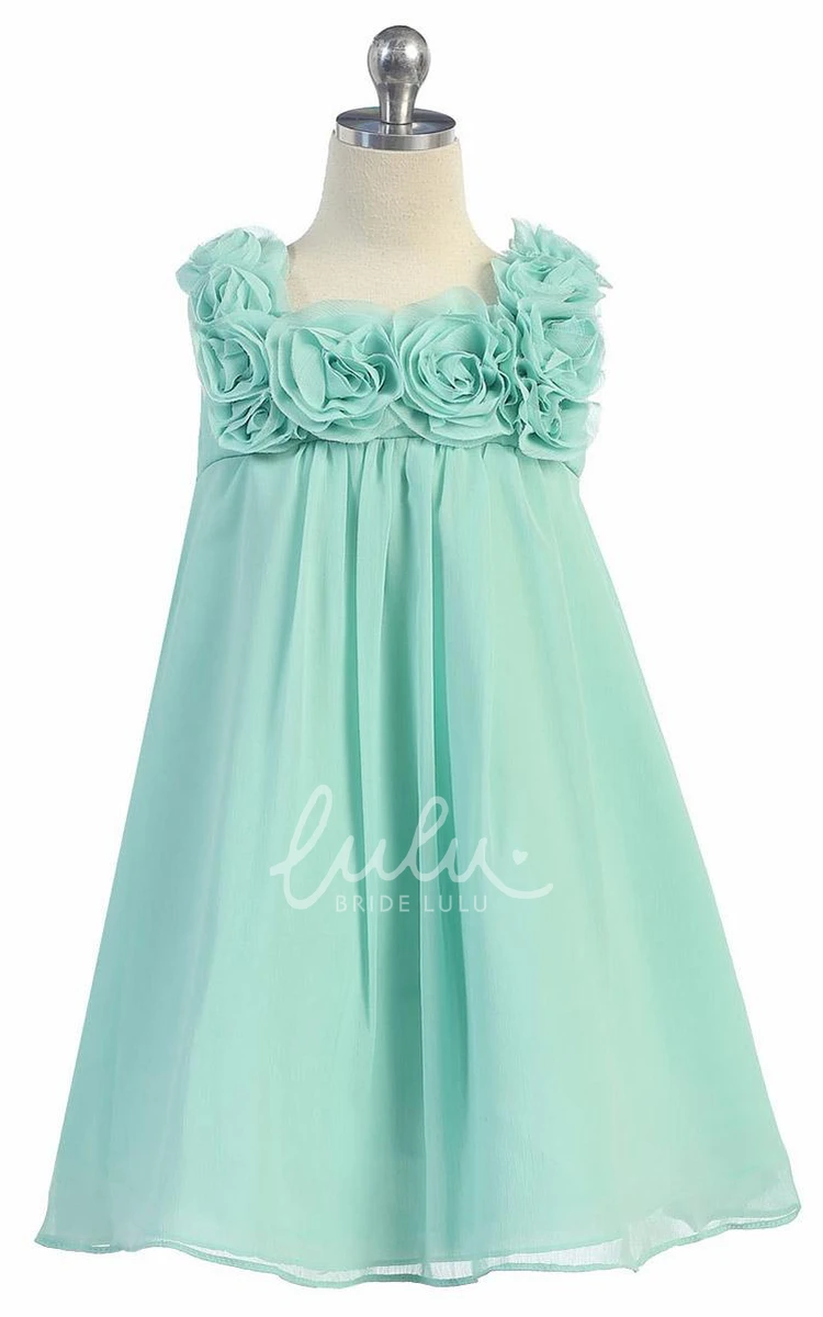 Sleeveless Knee-Length Chiffon Flower Girl Dress for Weddings