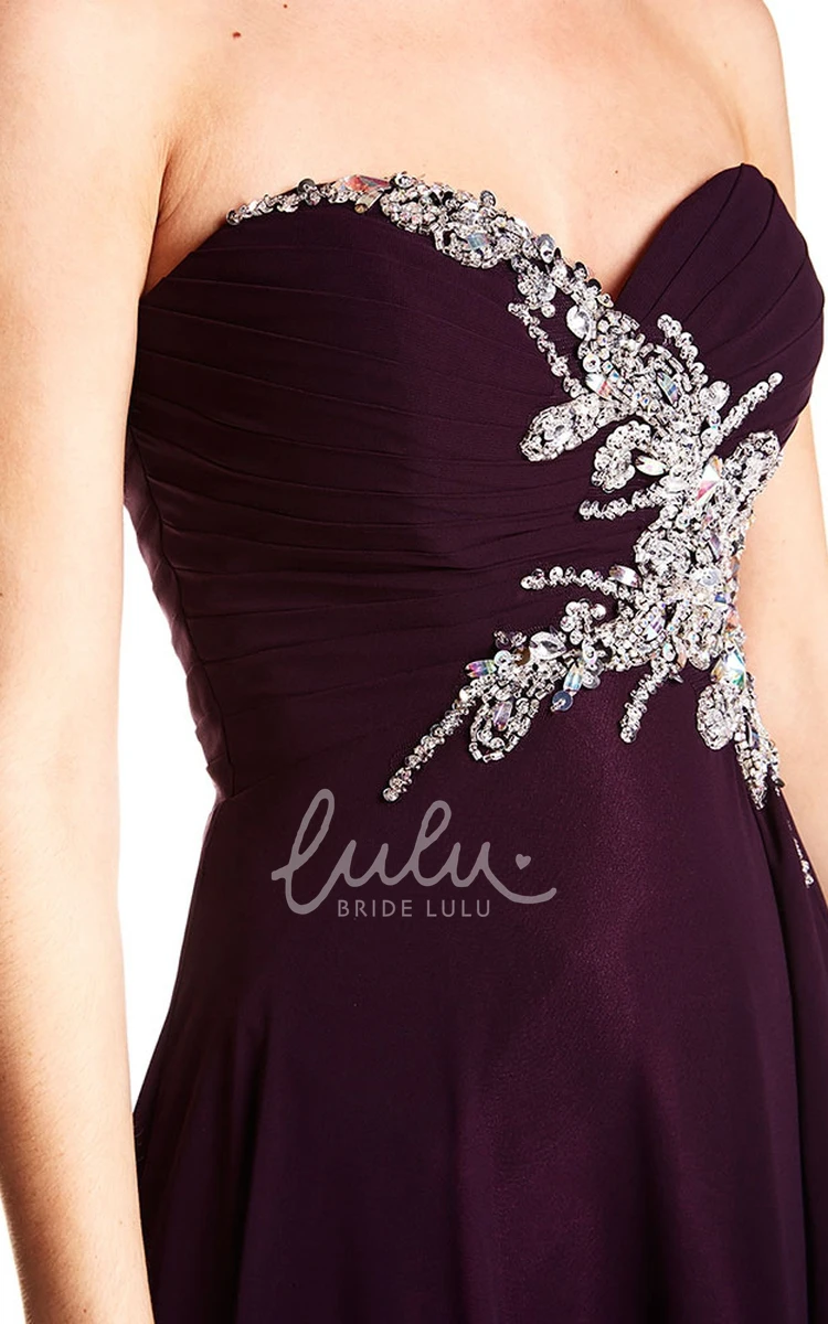 Beaded Sweetheart Chiffon Prom Dress with Sleeveless Elegance