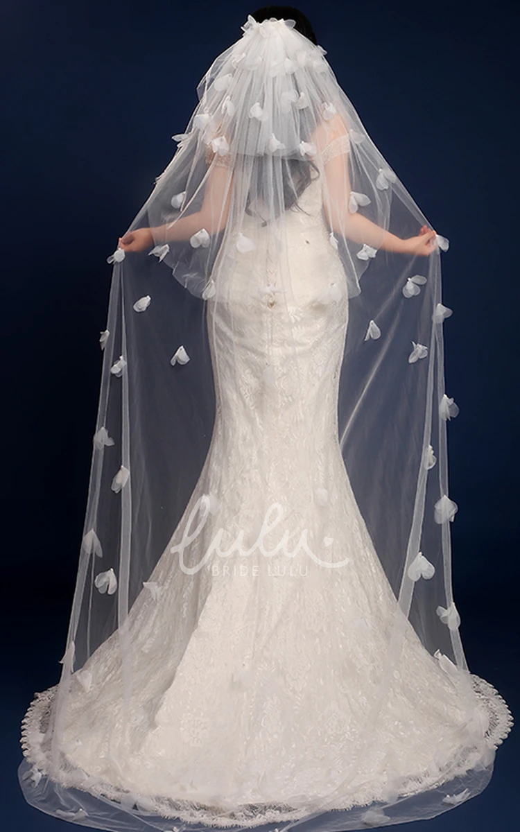 Exquisite Flower Cathedral Wedding Veil Ethereal Style