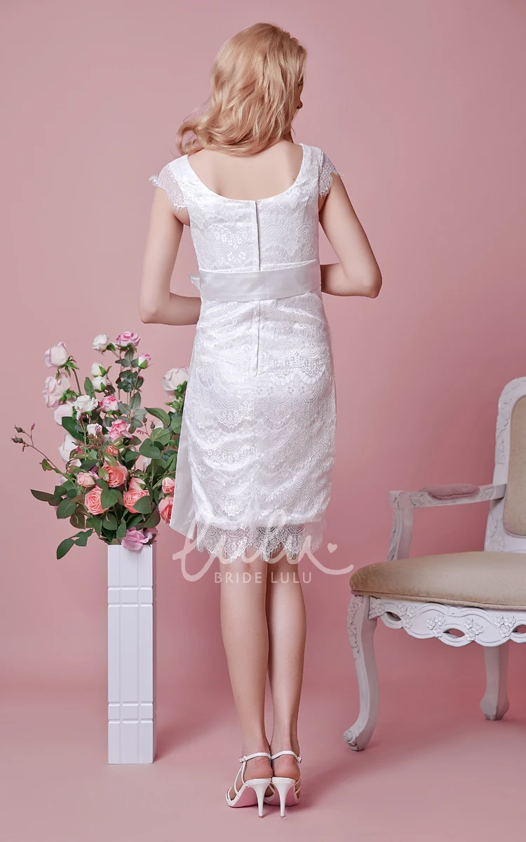 Short Lace Maternity Dress with Empire Waist and Cap Sleeves Includes Sash