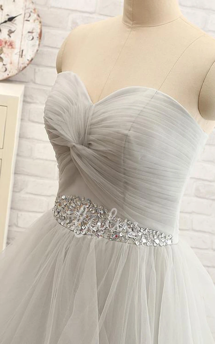 Sweetheart A-Line Tulle Wedding Dress with Lace-up Corset Back