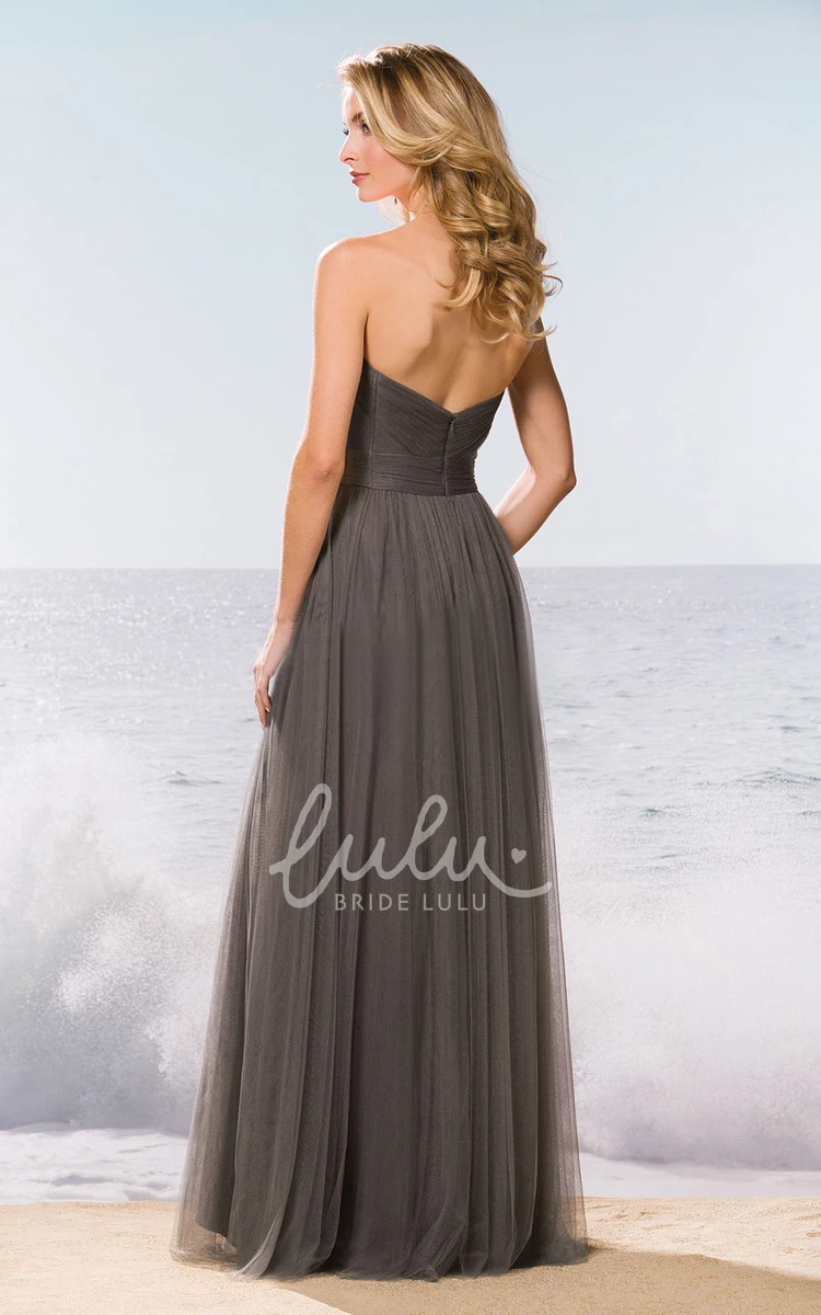A-Line Tulle Bridesmaid Dress with Sweetheart Neckline and Ruched Crisscross