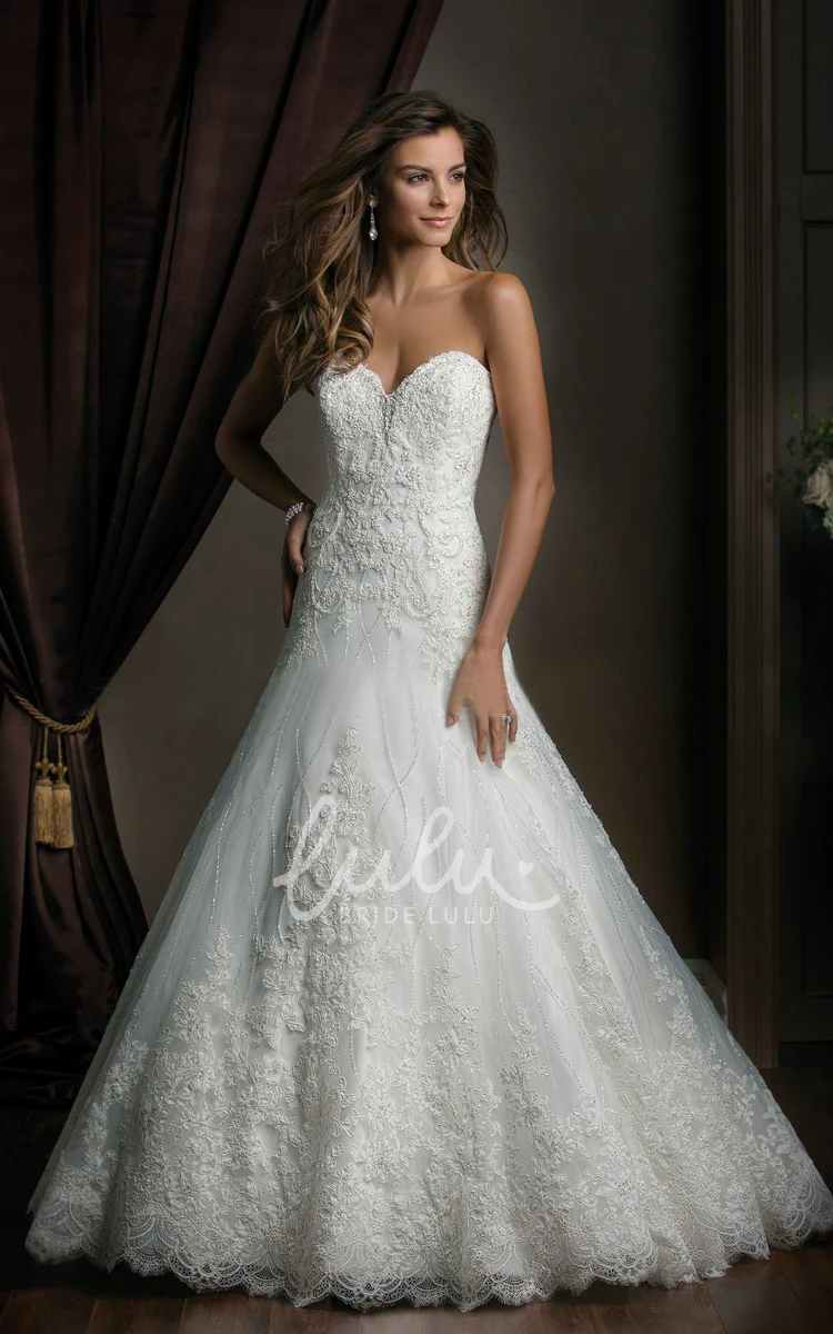 Pleated Mermaid Wedding Dress with Sweetheart Neckline and Appliques