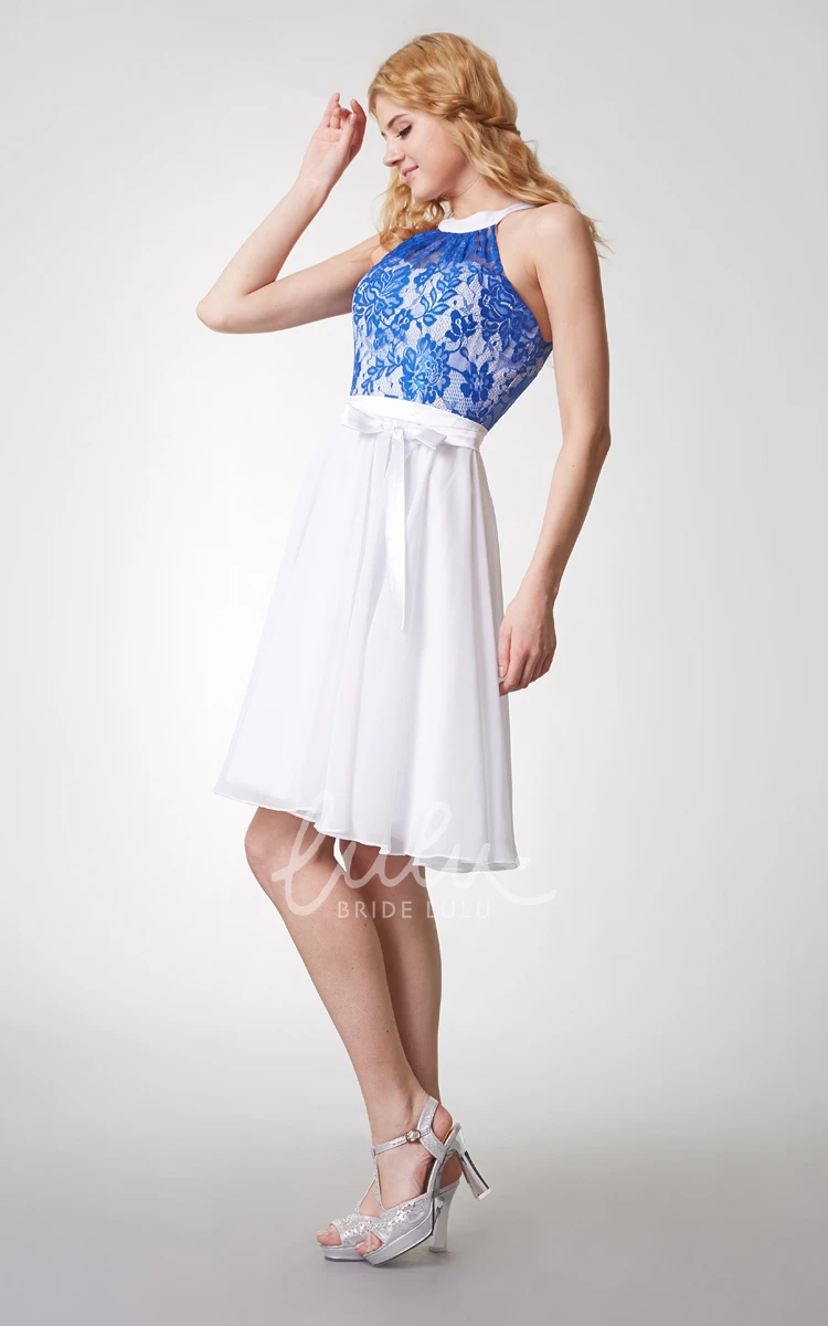 Lace A-line Short Bridesmaid Dress with Keyhole Back Ethereal & Chiffon