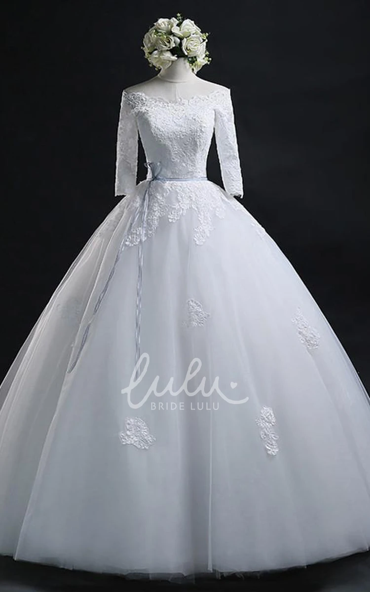 Off-the-shoulder Lace Ball Gown Corset Back Wedding Dress Unique Bridal Gown