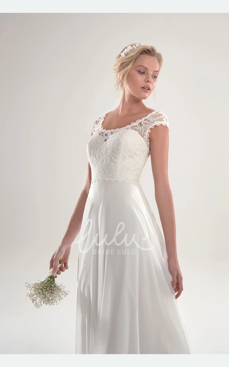 Short Sleeve Chiffon Wedding Dress with Chapel Train Gorgeous