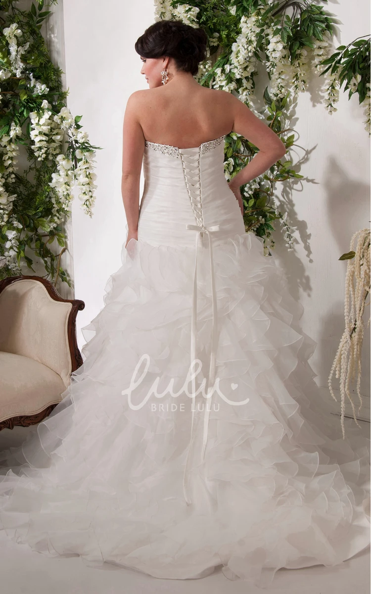 Beaded A-Line Wedding Gown with Sweetheart Neckline and Ruffled Skirt