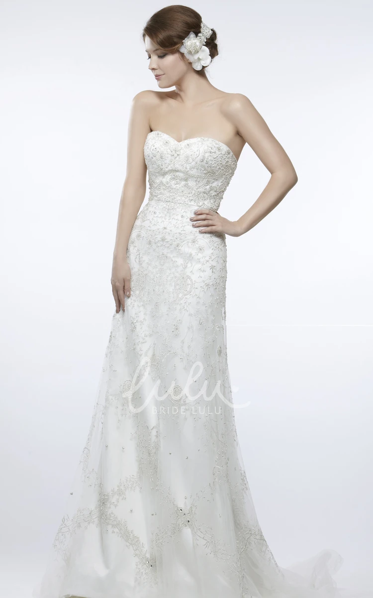 Sweetheart Lace Appliqued A-Line Wedding Dress Simple Bridal Gown