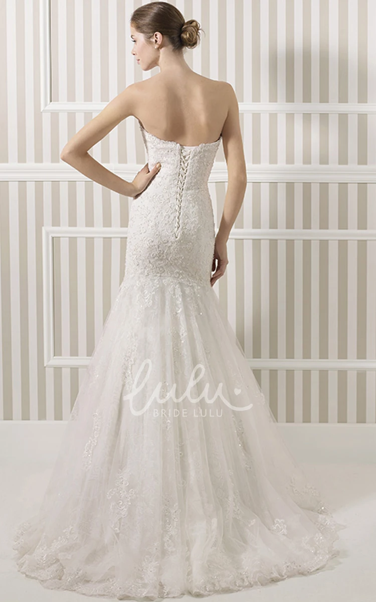 Lace Sweetheart Trumpet Wedding Dress with Corset Back and Waist Jewelry