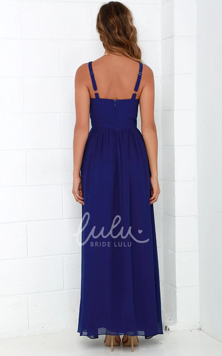 Front Split Chiffon A-line Prom Dress with V-neck