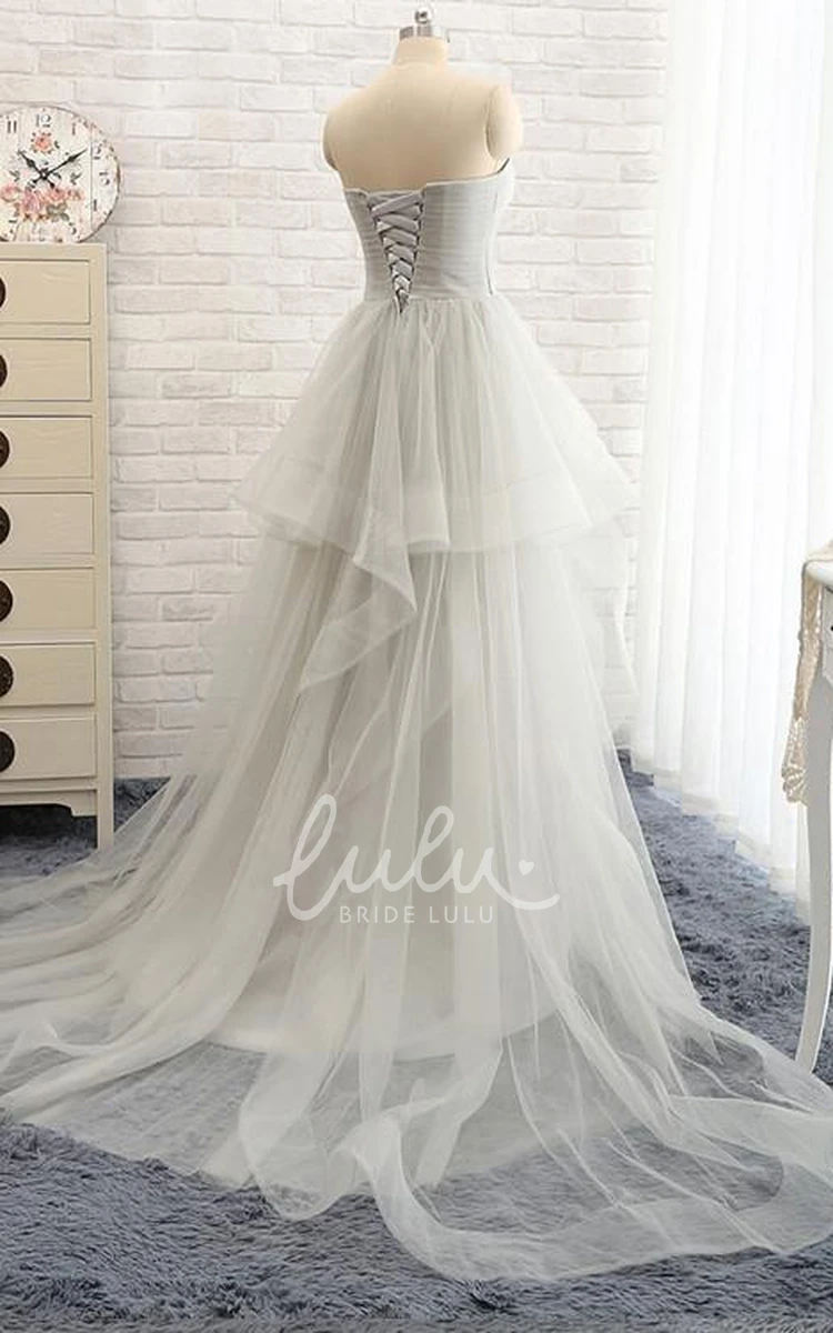 Sweetheart A-Line Tulle Wedding Dress with Lace-up Corset Back