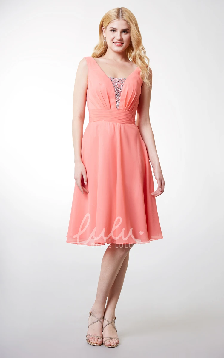 Short Chiffon A-Line Dress with Crystal Detailing for Prom