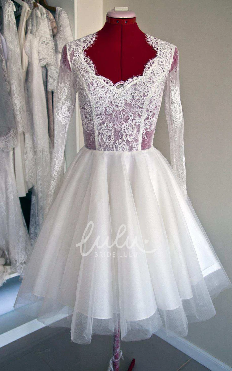 Tulle Satin Lace Ball Gown Wedding Dress with Illusion Sleeves