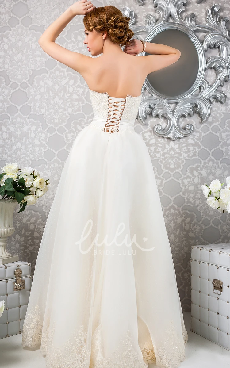 Floor-Length A-Line Tulle Wedding Dress with Bolero and Appliques