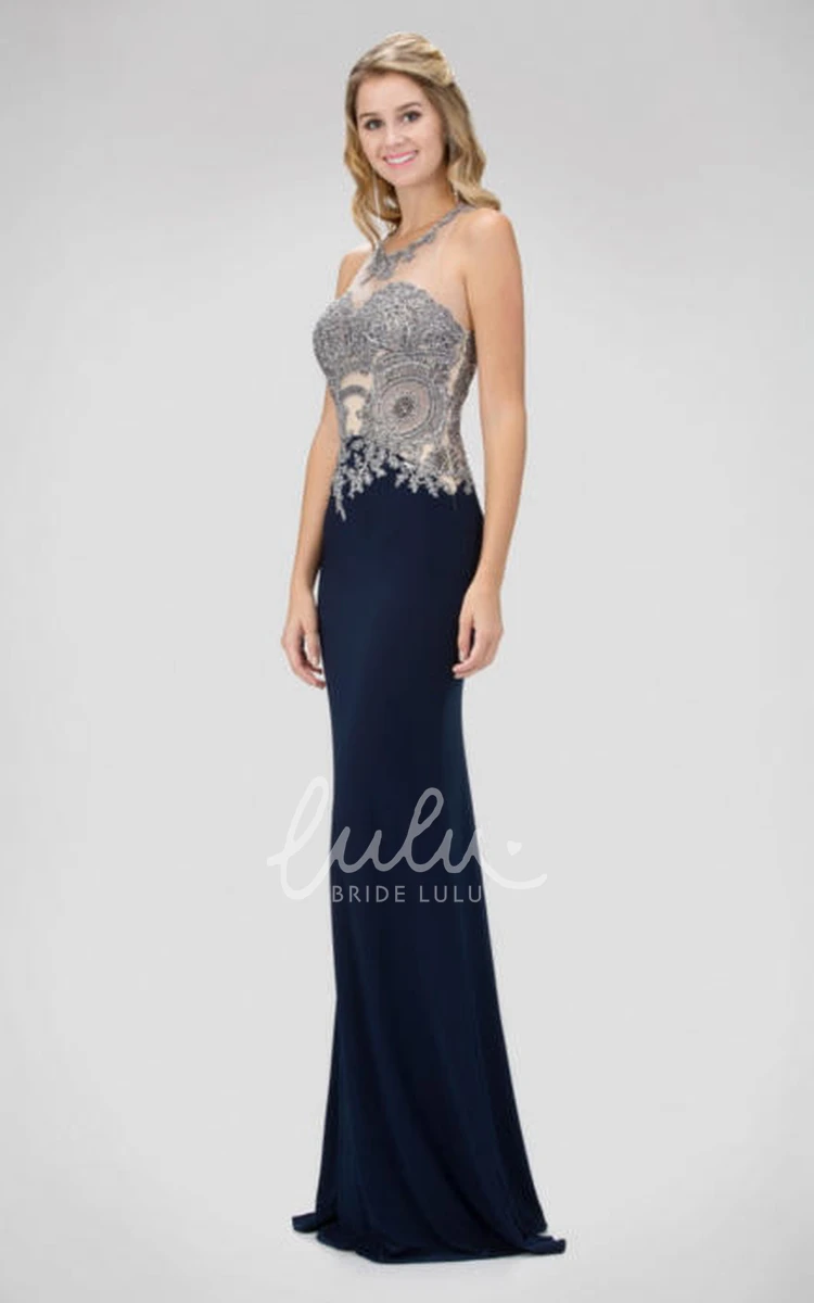 Keyhole Sheath Dress with Beading and Scoop-Neck for Bridesmaids