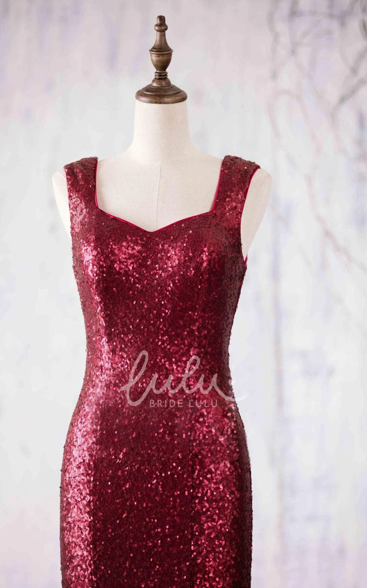 Wine Sequin Bridesmaid Dress for Women 2024