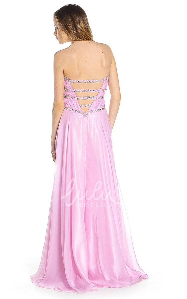 Beaded A-Line Sweetheart Tulle&Satin Prom Dress with Ruching Maxi Length