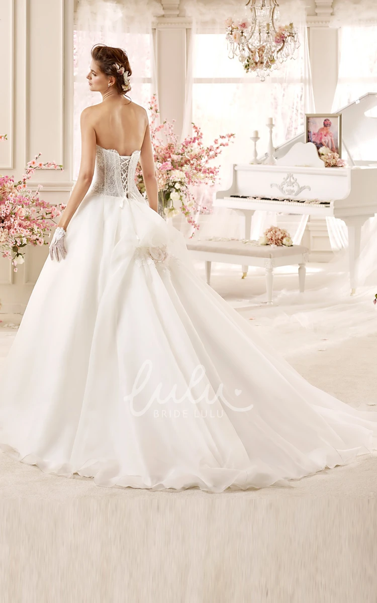 A-line Wedding Dress with Ruching and Lace Corset Sweetheart Style