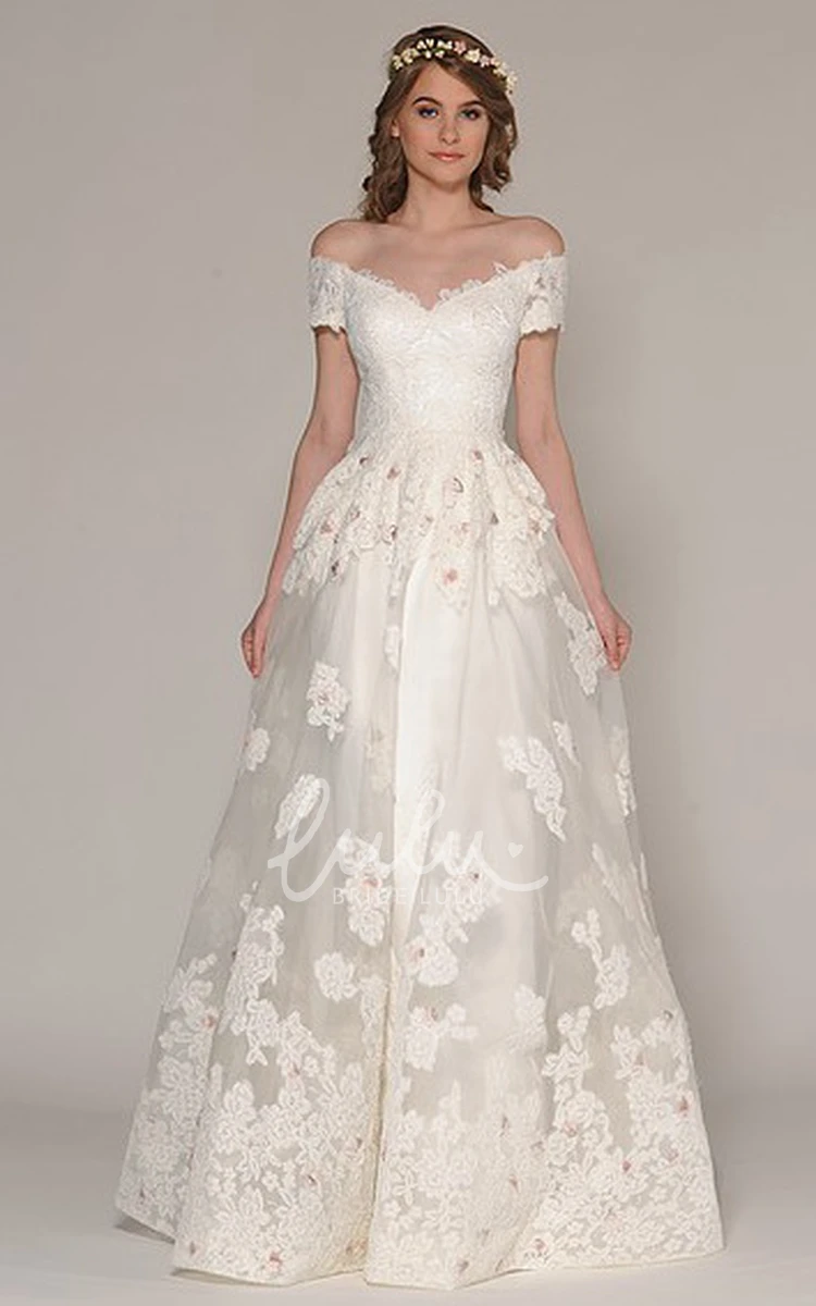 Off-The-Shoulder Lace A-Line Wedding Dress for Weddings and Special Occasions