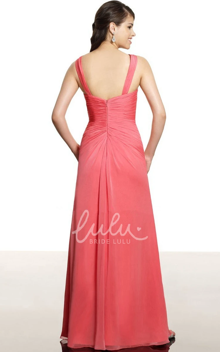 Empire Chiffon Bridesmaid Dress with Ruched Straps and Broach Unique Bridesmaid Dress