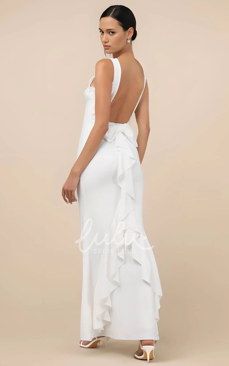 Vintage Minimalist A-Line Sleeveless Satin Wedding Dress Modern Elegant Bateau Backless Bridal Gown