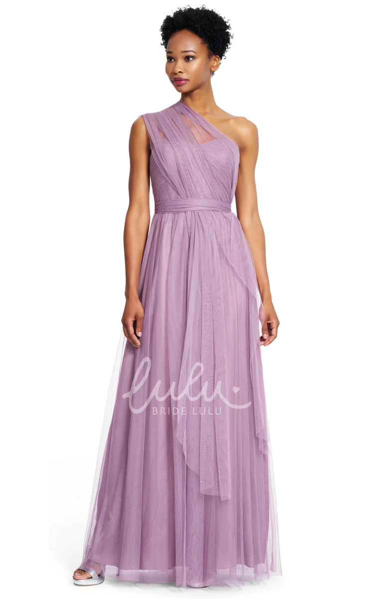 Sweetheart Tulle Sheath Bridesmaid Dress Pleated with Ruching and Bow