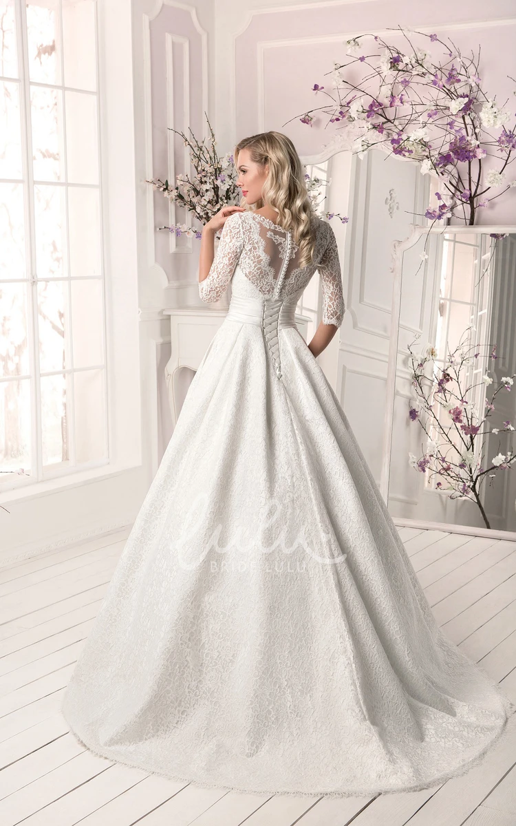 Crystal Lace A-Line Wedding Dress with Lace-up Back