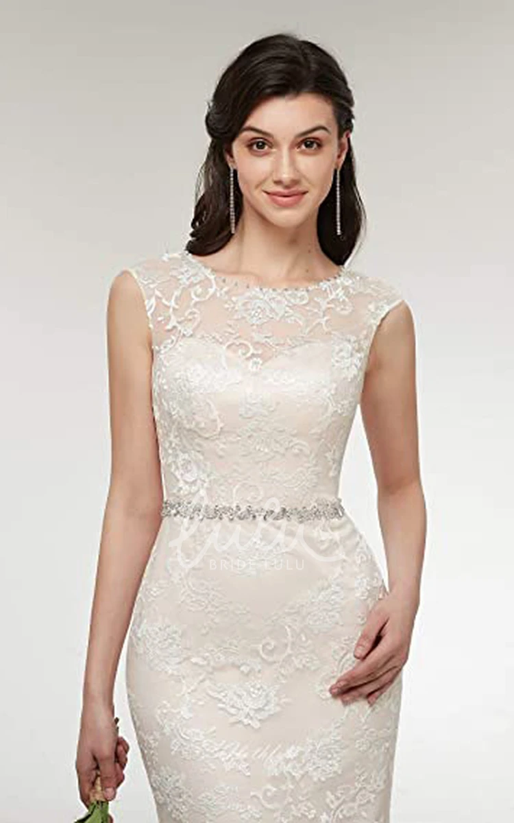Lace Jewel Neckline Wedding Dress with Adorable Appliques Elegant Garden Wedding Dress