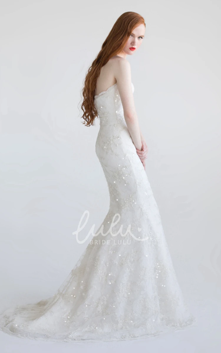 Trumpet Lace Wedding Dress Beaded Sequins Sweetheart Floor-Length