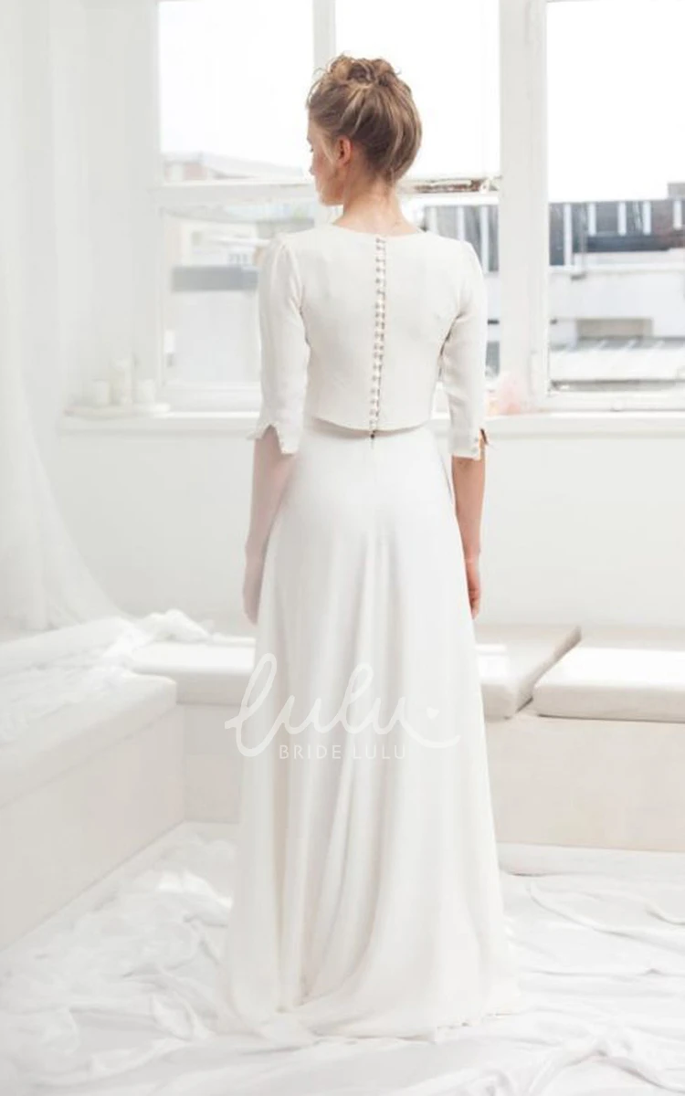 Half Sleeve Jewel Neck Bridal Gown Graceful & Unique