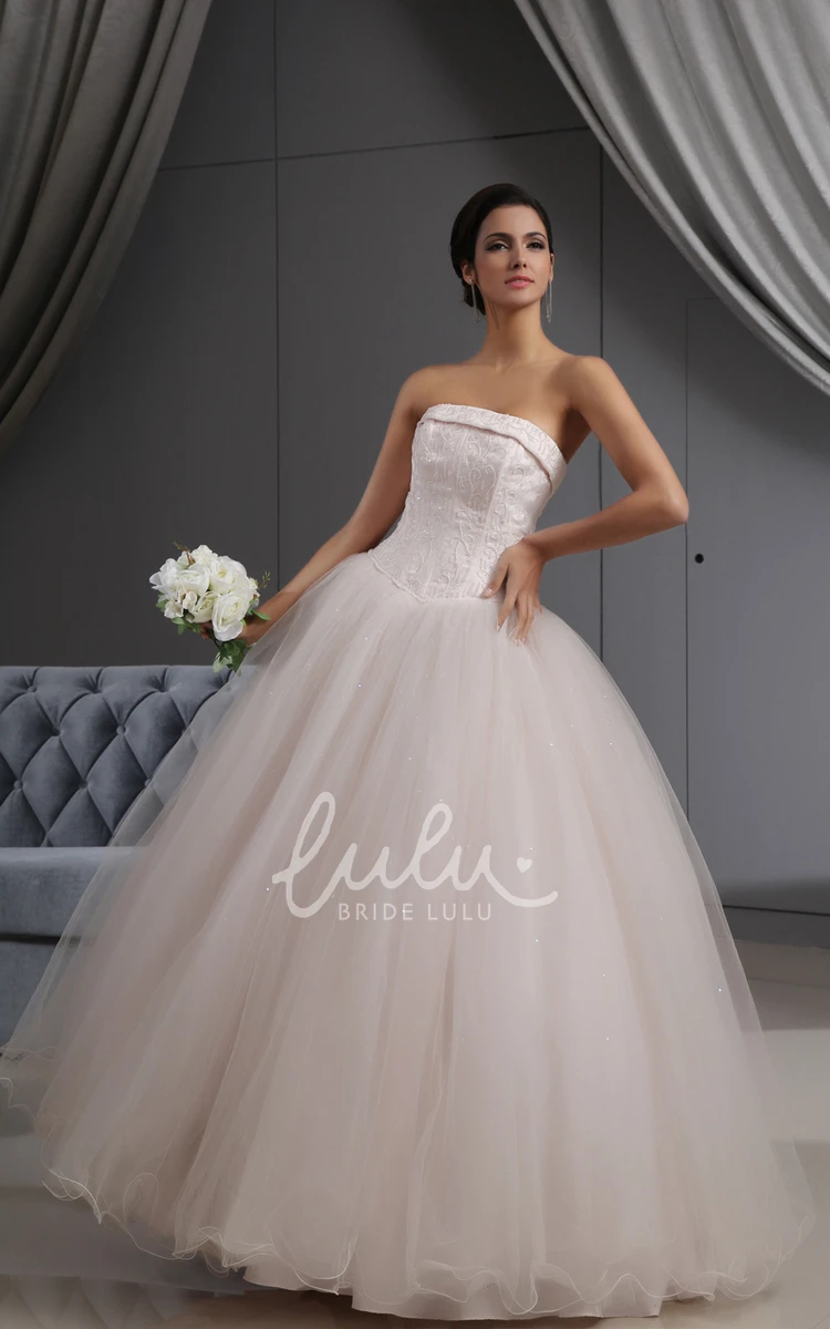 Pink Tulle Wedding Dress With Embroideried Bodice Blushing & Ball Gown