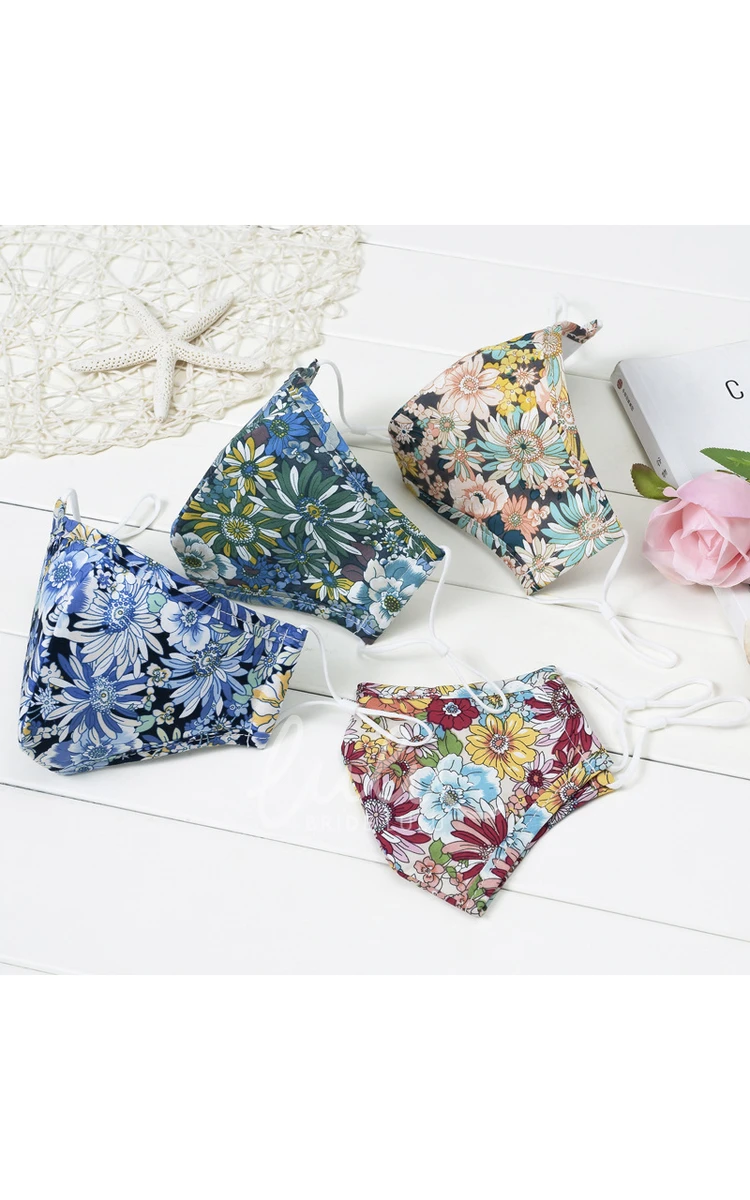 Non-medicial Floral Printed Cotton Washable Face Mask In 4 Colors